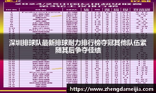深圳排球队最新排球耐力排行榜夺冠其他队伍紧随其后争夺佳绩